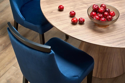 Moderní kulatý jídelní stůl Obituar 136 cm ořechový na jedné noze Intesi