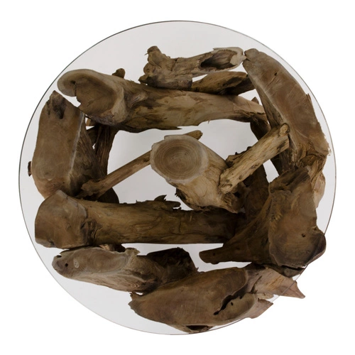 Kulatý konferenční stolek Grand Canyon 60 cm dřevěný se sklem moderní do obýváku Intesi