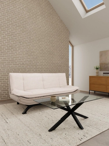 Faith rozkládací dvoumístná sametová béžová pohovka do obývacího pokoje Actona