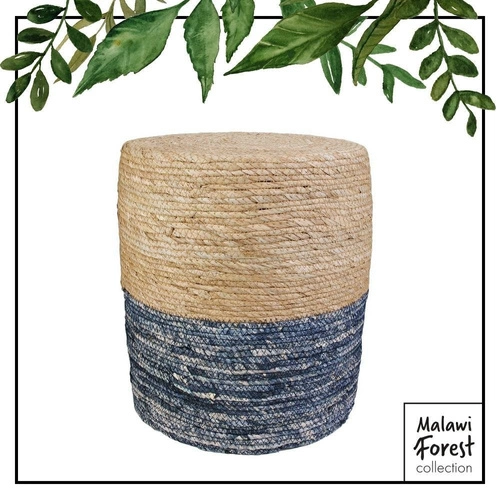 Pufa taburet Bolsa přírodní / modrá