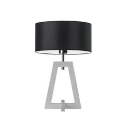 Noční lampička Clio černá s glamour stínidlem, bílý dřevěný podstavec do ložnice