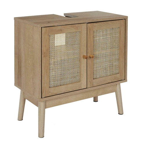 Koupelnová skříňka boho Bali přírodní dub s ratanem 60 cm pod umyvadlo Intesi