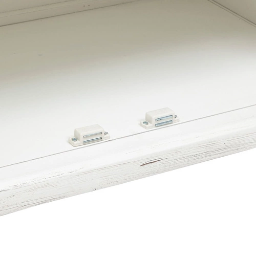 TV stolek Olbia bílý dřevěný 140 cm do obýváku s policemi a zásuvkou Atmosphera