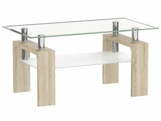 Konferenční stolek Ziba skleněný obdélníkový s policí 110x60 cm moderní do obýváku Intesi