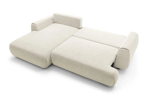 Rohová rozkládací pohovka levá Ljung béžová moderní s úložným prostorem do obýváku Intesi