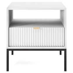Bílý noční stolek glamour s drážkovaným čelem a zásuvkou 54 cm Intesi Delicious