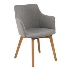 Čalouněná jídelní židle Bella Actona šedá skandinávská s područkami dřevěná