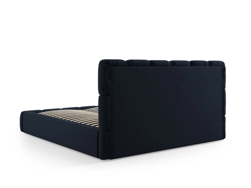 Čalouněná postel Bellis tmavě modrý samet 200x200 s úložným prostorem do ložnice