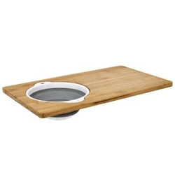 Intesi bambusové prkénko na krájení se sítkem na zeleninu a ovoce moderní 49,5x28 cm