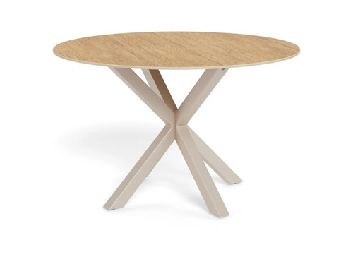 Stůl kulatý Heaven 119 cm do jídelny keramika dub kašmír moderní