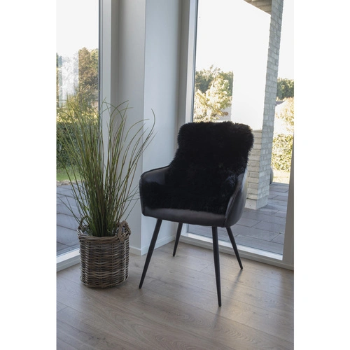 Černá jehněčí kožešina House Nordic dekorativní poduška na židli do obývacího pokoje 50x85