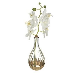 Umělá bílá orchidej ve skleněné váze Edi 40 cm moderní do obýváku Atmosphera