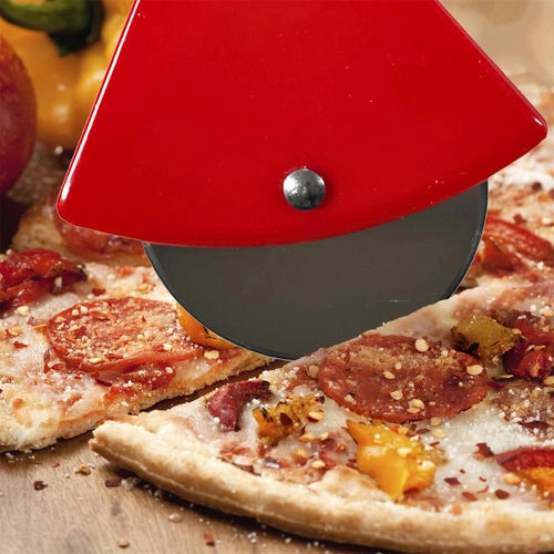 Intesi Kuchyňský bambusový dekorativní nůž na pizzu Sekyrka červený