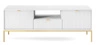 Televizní stolek Delicious bílý rýhovaný 154 cm na zlatých nohách moderní do obýváku Intesi