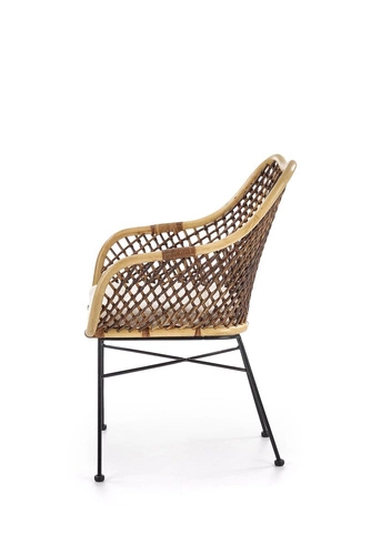 Ratanová jídelní židle Mauri boho s područkami do jídelny a obýváku hnědá Intesi