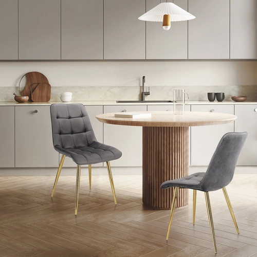 Jídelní židle Pilo šedá sametová čalouněná glamour se zlatými nohami Intesi