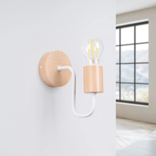 Nástěnné svítidlo TIMBO bílá moderní skandinávský loft do obýváku a ložnice dřevo kov