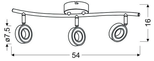 Stropní LED svítidlo Vinola chromované 3bodové do obýváku a jídelny moderní