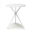 Kulatý bílý kovový stolek Leo na terasu a do kavárny 60 cm