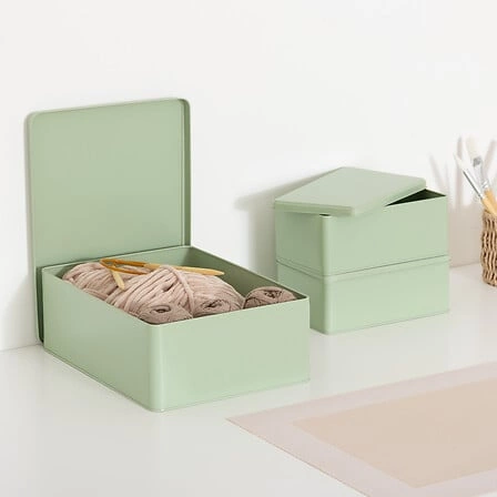 Zelená kovová dekorativní krabička Deskolor do dětského a studentského pokoje