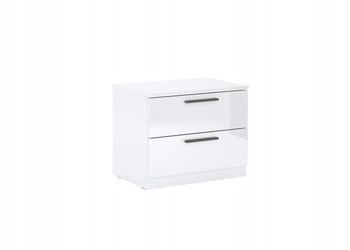 Noční stolek Holly 50 cm se 2 zásuvkami v bílém lesku, moderní styl od Intesi do ložnice